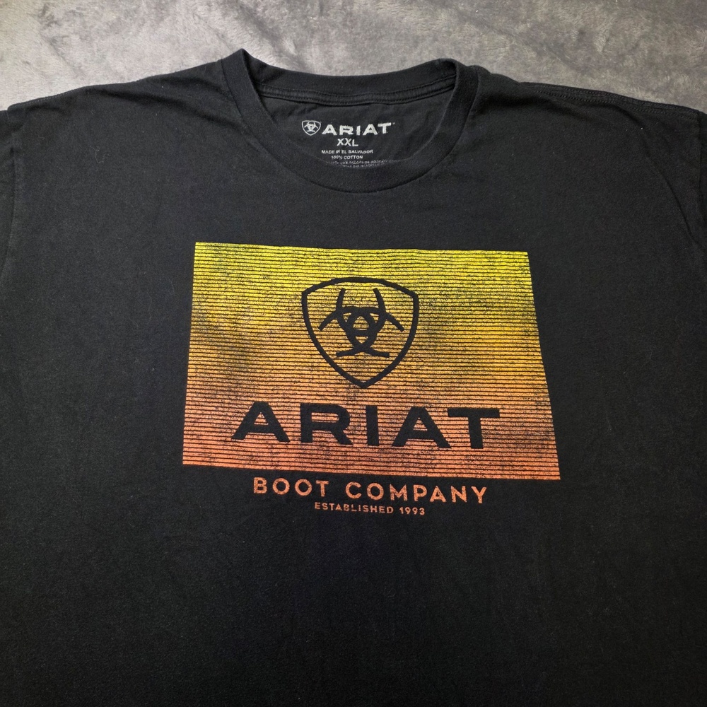 Ariat Shirt Mens 2XL Black Boot Company Gradient Logo Graphic Tee Western